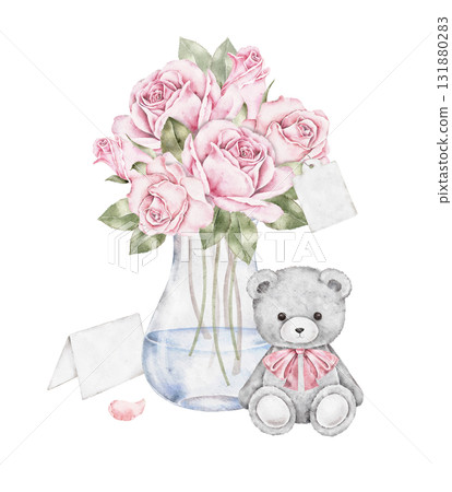 neutral cute watercolor ribbon frame isolated on white background neutral cute watercolor ribbon frame isolated on white background 131880283