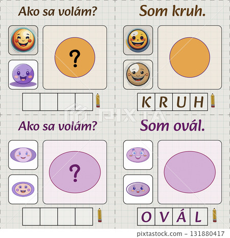 A learning map for young children. Learning geometry and the Slovak language. Labels in Slovak. Circle and oval. Made using Generative AI. Montessori method. A learning map for young children. Learning geometry and the Slovak language. Labels in Slovak. Circle and oval. Made using Generative AI. Montessori method. 131880417