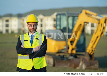 engineer man at civil engineering, copy space. engineer man at civil engineering outdoor. 131880495