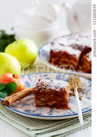 Slice Of Homemade Apple Pie With Cinnamon. Slice Of Homemade Apple Pie With Cinnamon. 131880639