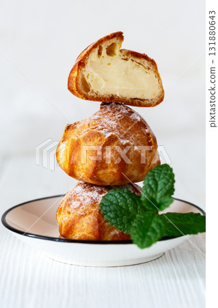 Cream Choux Pastry Tower. 131880643