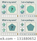 A learning map for young children. Learning geometry and English. Heptagon and pentagon. Made using Generative AI. Montessori method. 131880652