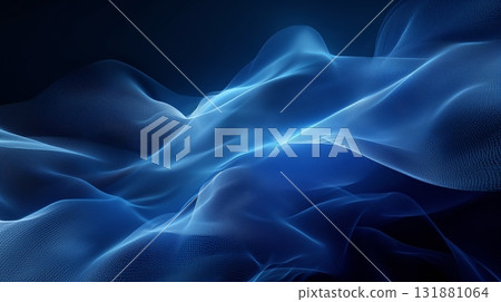 Dynamic blue wavy abstract background with flowing translucent lines. Modern digital Dynamic blue wavy abstract background with flowing translucent lines. Modern digital 131881064