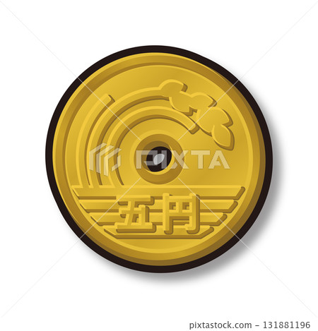 5 yen coin black border shadow 131881196
