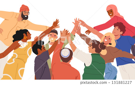 Diverse multiracial society of people reaching hands together showcasing solidarity and support Diverse multiracial society of people reaching hands together showcasing solidarity and support 131881227
