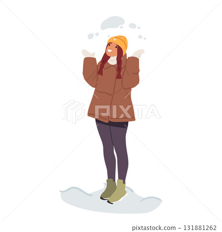 Young teenage girl having fun outdoors throwing snow, enjoying winter activities and playtime Young teenage girl having fun outdoors throwing snow, enjoying winter activities and playtime 131881262