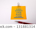 Yellow sticky note with motivational quote. A goal without a plan is just a wish 131881314