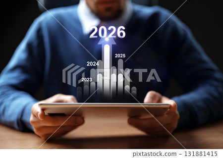 Growing trends in business projections for 2026 with data visualization 131881415