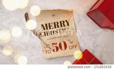 Merry Christmas and Happy New Year sale announcement featuring discount offer Merry Christmas and Happy New Year sale announcement featuring discount offer 131881419