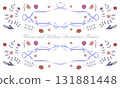 水彩花和絲帶裝飾框材料 131881448