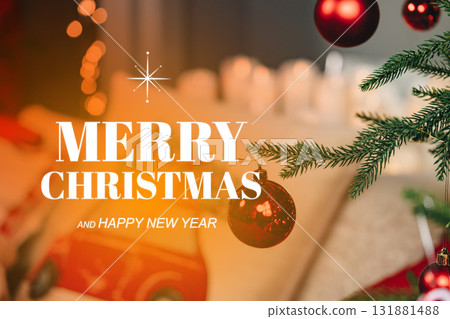 Celebrate the festive season with Merry Christmas and Happy New Year greetings Celebrate the festive season with Merry Christmas and Happy New Year greetings 131881488