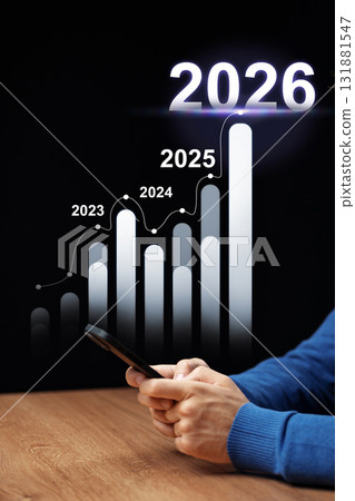 Growth projections and trends: a person analyzing data for upcoming years 2023 to 2026 Growth projections and trends: a person analyzing data for upcoming years 2023 to 2026 131881547