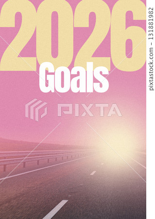 Setting ambitious goals for 2026 with a clear road ahead during sunset 131881982