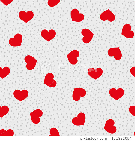 Print Seamless pattern with hearts and threads for textiles on vector for textiles and girly design 131882094