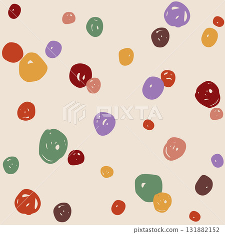 Vector abstract seamless pattern with red and green polka dot on beige. Hand painted illustration for design, print, fabric or background. Vector abstract seamless pattern with red and green polka dot on beige. Hand painted illustration for design, print, fabric or background. 131882152