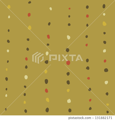 Vector abstract seamless pattern with red and yellow polka dot on olive. Hand painted illustration for design, print, fabric or background. Vector abstract seamless pattern with red and yellow polka dot on olive. Hand painted illustration for design, print, fabric or background. 131882171