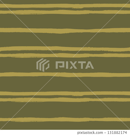 Vector abstract seamless pattern with green and beige stripes. Hand painted illustration for design, print, fabric or background. 131882174