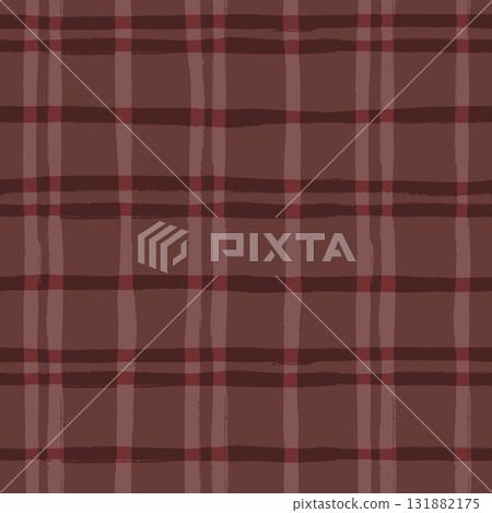 Vector abstract seamless pattern with brown checks. Hand painted illustration for design, print, fabric or background. 131882175