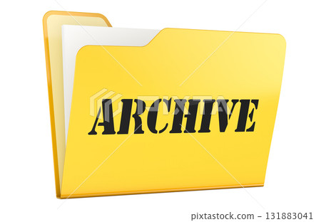 Archive, yellow folder. 3D rendering 131883041