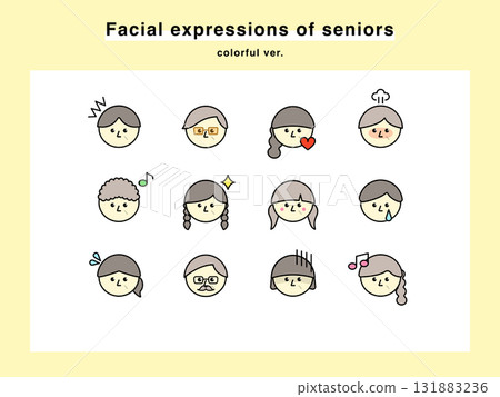 Elderly people icon set with various expressions 01 Elderly people icon set with various expressions 01 131883236