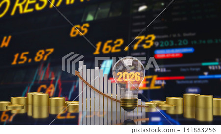 The  2026 in light bulb for Business concept 3d Rendering. 131883256