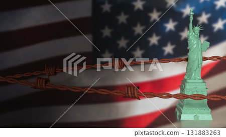 The Statue of Liberty on USA flag Background image 3d Rendering The Statue of Liberty on USA flag Background image 3d Rendering 131883263