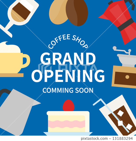 Simple blue cafe opening banner 131883294
