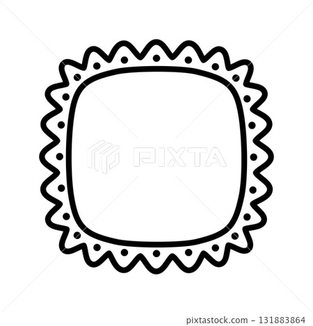 Square frame with wavy and dotted edges. Vignette for picture, photo or mirror with wiggly borders. Empty box, tag, stamp or label. Vector graphic illustration Square frame with wavy and dotted edges. Vignette for picture, photo or mirror with wiggly borders. Empty box, tag, stamp or label. Vector graphic illustration 131883864