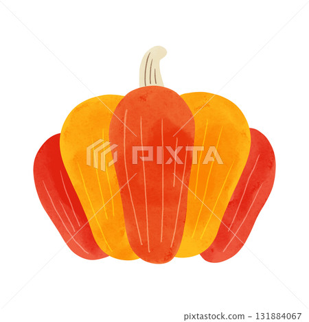 橘色鬼南瓜水彩手繪插畫 131884067