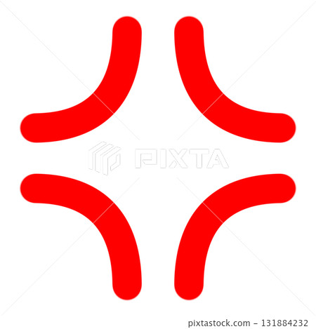 Red illustration of an angry mark used in manga and anime Red illustration of an angry mark used in manga and anime 131884232