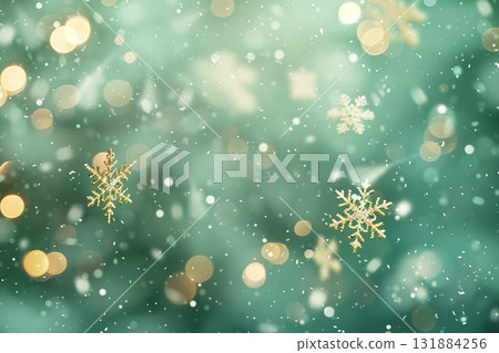A winter background with snowflakes and golden lights dancing. A fantastic and elegant Christmas design. 131884256