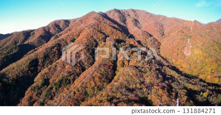 鳥瞰被秋色染紅的栃木縣日光。 131884271
