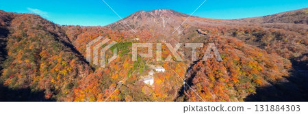 Aerial view of Nikko in Tochigi Prefecture, dyed in autumn colors. 131884303