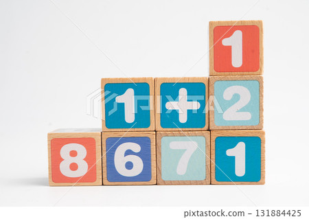 Math number colorful on white background, education study mathematics learning teach. Math number colorful on white background, education study mathematics learning teach. 131884425