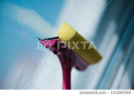 Close-up window cleaning brush. High quality photo 131884568