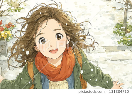 美優系列：美優在雪林中翩翩起舞，周圍環繞著光芒的場景 131884710