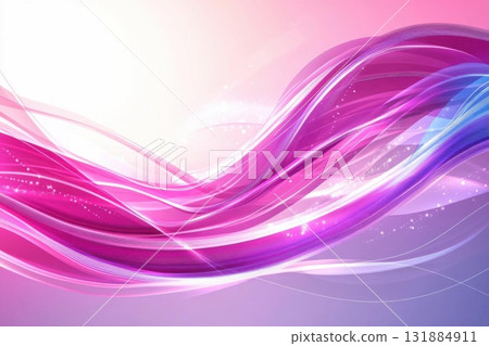 Experience flowing purple waves and sparkles, with gentle line Art concept 131884911