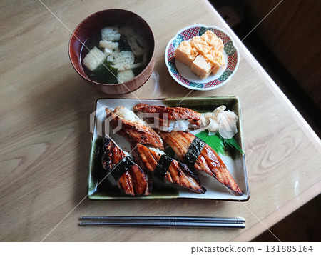 Edomae Nigiri Sushi - Set of two types of sushi: grilled conger eel nigiri and simmered conger eel nigiri (Conger eel set menu) Edomae Nigiri Sushi - Set of two types of sushi: grilled conger eel nigiri and simmered conger eel nigiri (Conger eel set menu) 131885164