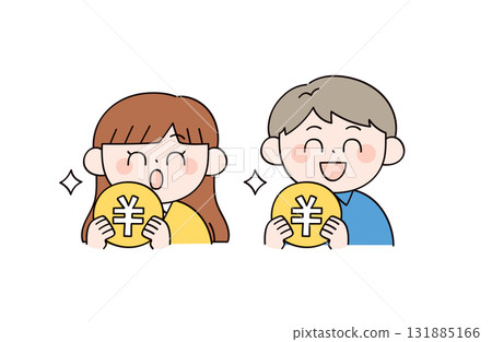 金錢和兩個男人和女人的插圖 金錢和兩個男人和女人的插圖 131885166