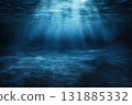 Underwater view with sunlight beams filtering through Ocean Surface, Deep Sea 131885332