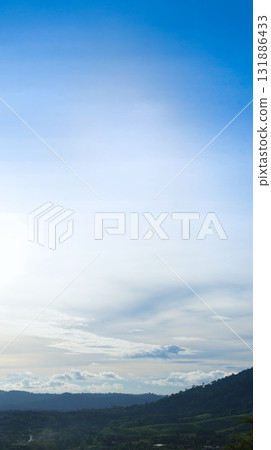 Vertical view of nature silhouette mountain up to the sky. Free space for general use for insert concept subject. Vertical view of nature silhouette mountain up to the sky. Free space for general use for insert concept subject. 131886433