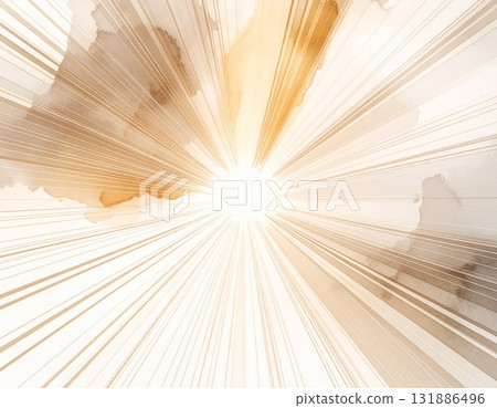 [具有水彩紋理的抽象背景] 象牙色、米色和金色的柔和色彩散發出光亮和黑色。 131886496