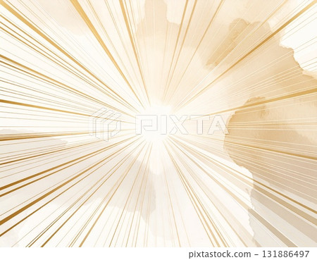 [具有水彩紋理的抽象背景] 象牙色、米色和金色的柔和色彩散發出光亮和黑色。 131886497