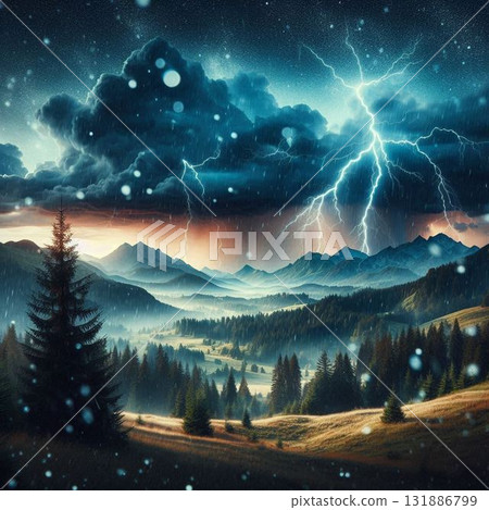 Mystical thunderclouds, thunder, lightning, thunder, lightning 131886799