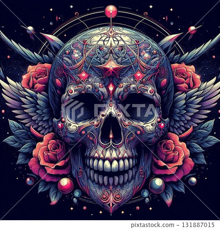 Stylish skull, crossbones, and tattoos Stylish skull, crossbones, and tattoos 131887015