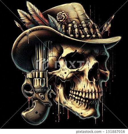 Stylish skull, crossbones, and tattoos 131887016