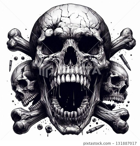 Stylish skull, crossbones, and tattoos Stylish skull, crossbones, and tattoos 131887017