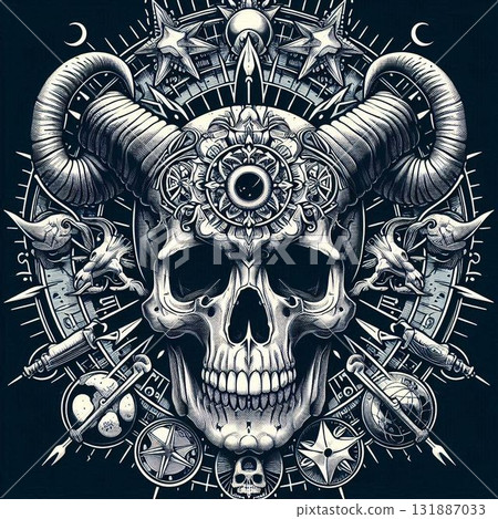 Stylish skull, crossbones, and tattoos 131887033