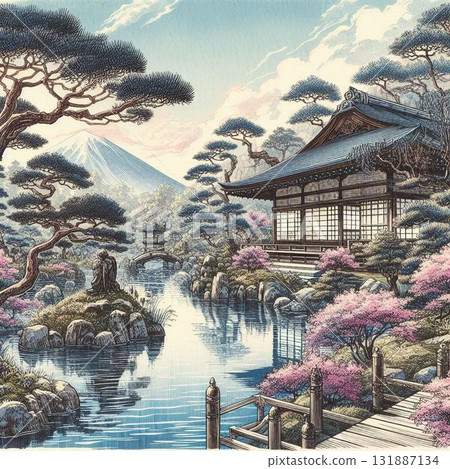 古老而美麗的日本花園，日本庭園，美麗的日本風景 131887134