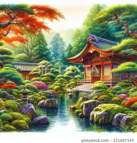 古老而美麗的日本花園,日本庭園,美麗的日本風景 古老而美麗的日本花園,日本庭園,美麗的日本風景 131887143